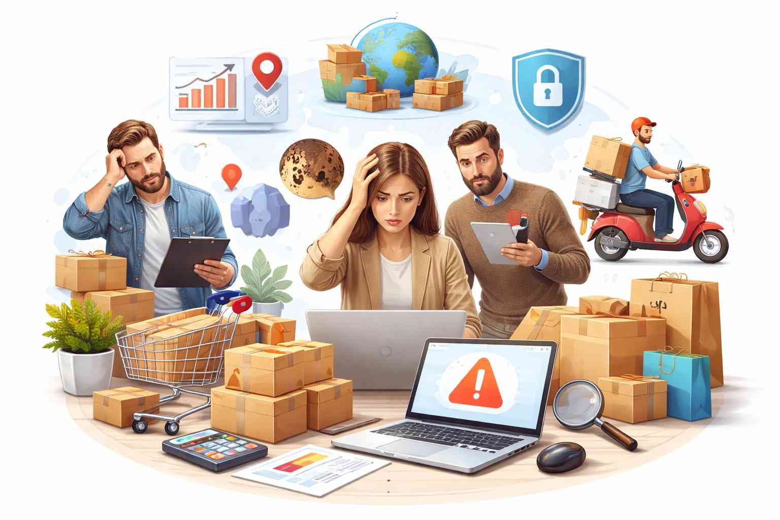 Business professional analyzing challenges